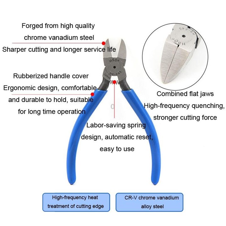 HSD HS-F90 Right Angle 90 Degree Chrome Vanadium Steel Forging Plastic Model Plier