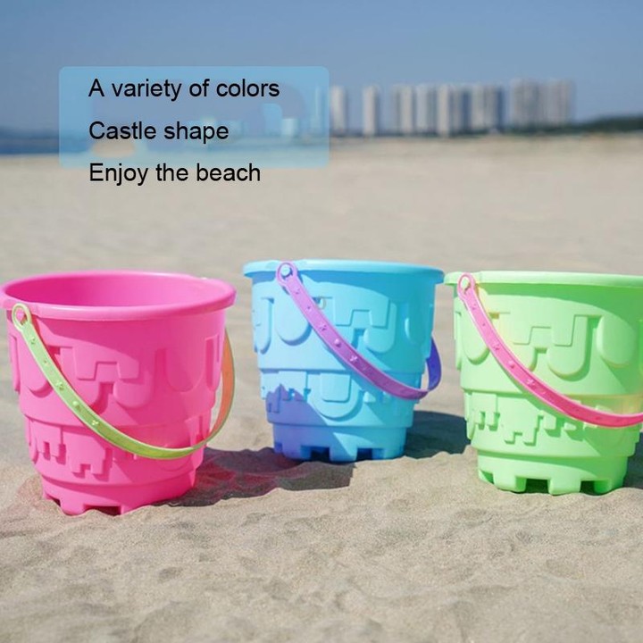 13pcs/Set Children Beach Toys Set Large Sand Shovel Bucket Sand Digging Tools Hourglass, Color: Yellow Square Castle
