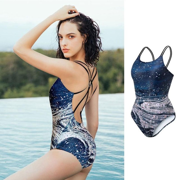 Belly-covering Thin Sexy Open-back Bikini Triangle One-piece Competitive Swimsuit, Size: XXL