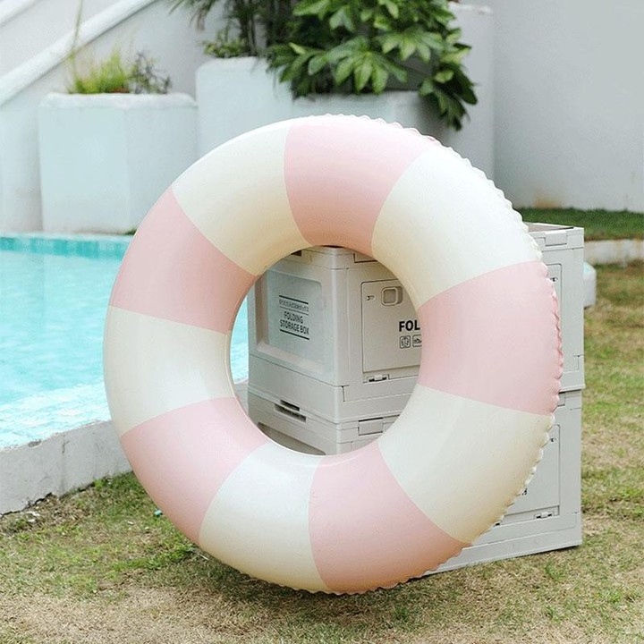 Thickened Outdoor Water Sports Children Swimming Ring, Outer Diameter: 80cm(Pink Grid)