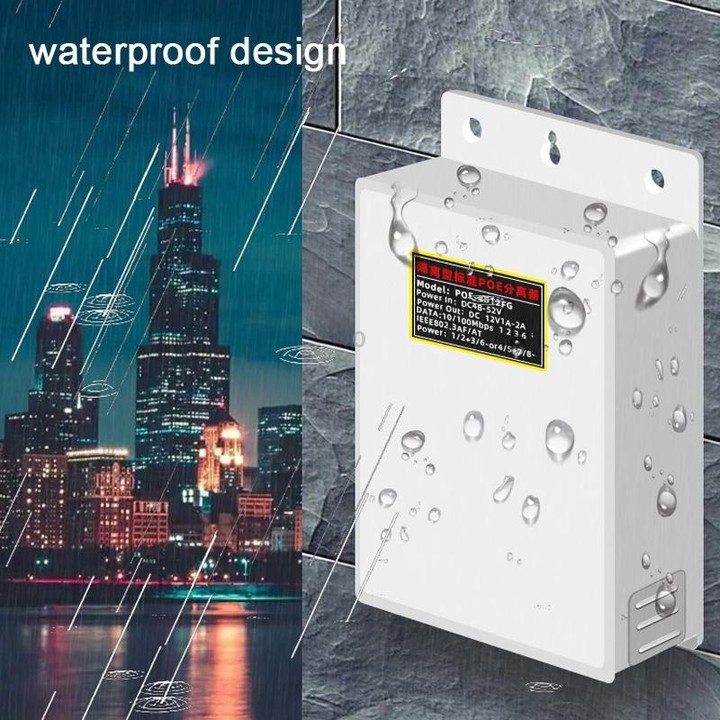POE-4812FG 48V To 12V Isolated Standard POE Splitter Outdoor Monitoring Waterproof Power Supply Module