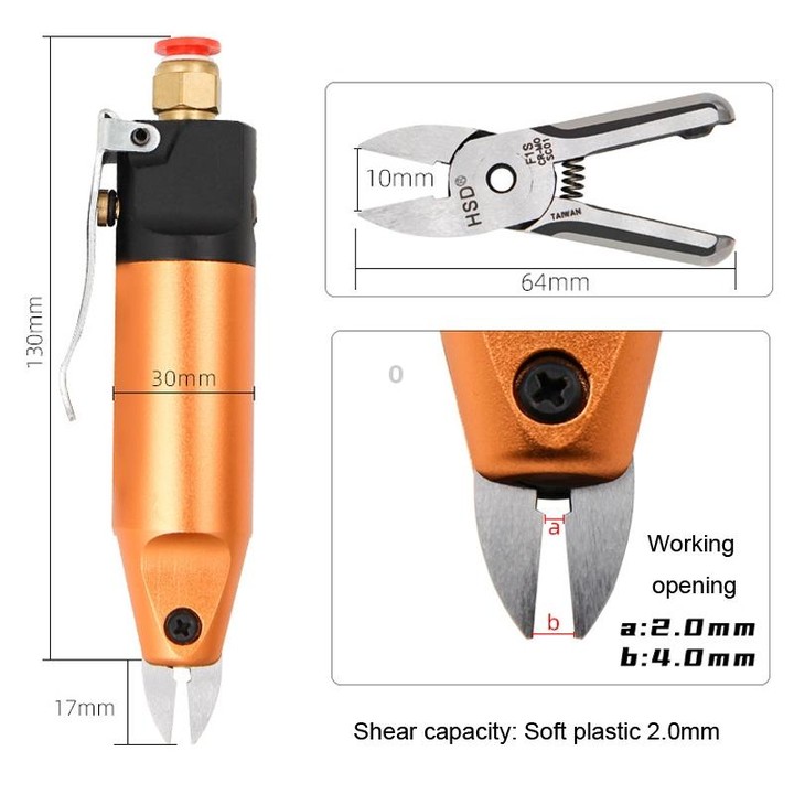 HSD HS-5+F1S Cut Plastic Set 2 In 1 Pneumatic Snip Plier Cutting Metal Plastic Model Scissor Tool