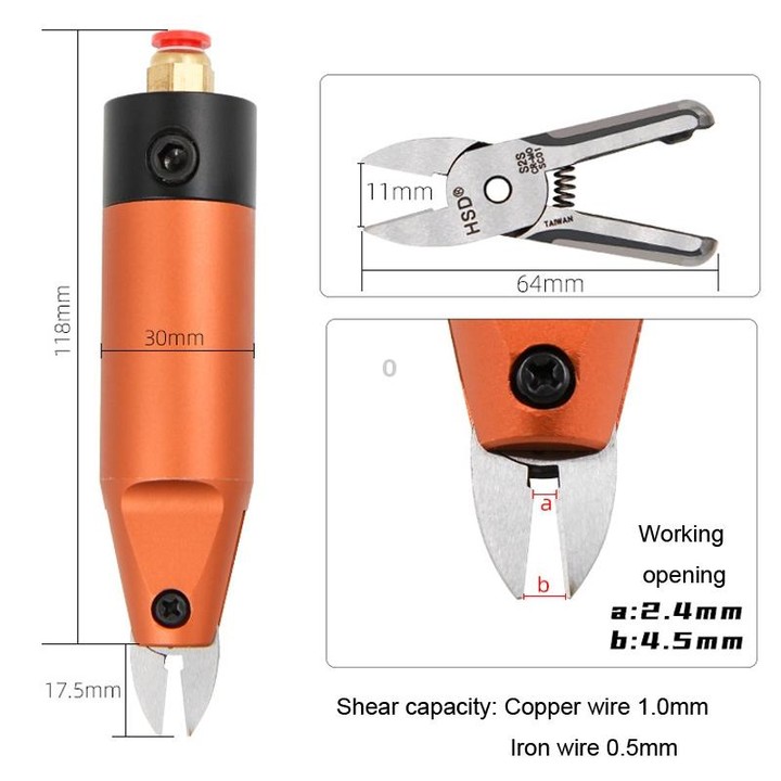 HSD HS-5M+S2S Cut Metal Set 2 In 1 Pneumatic Snip Plier Cutting Metal Plastic Model Scissor Tool