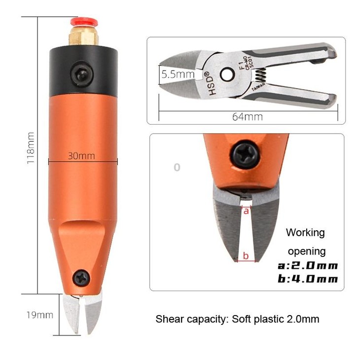 HSD HS-5M+F1 Cut Plastic Set 2 In 1 Pneumatic Snip Plier Cutting Metal Plastic Model Scissor Tool
