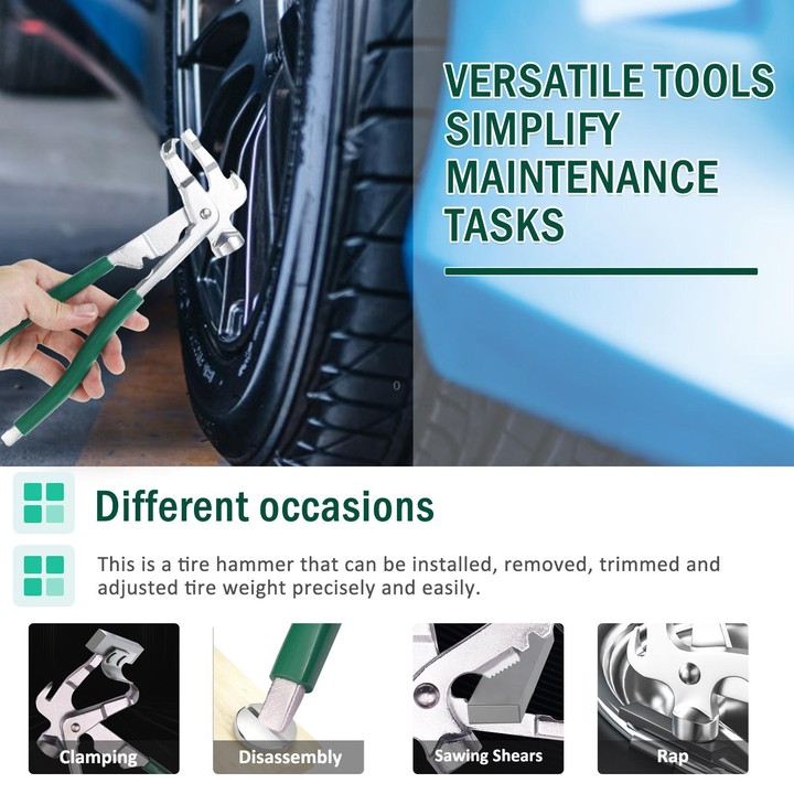 Tire Balance Weight Removal Pliers Multifunctional Hammer (Green)