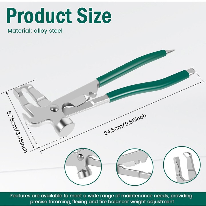 Tire Balance Weight Removal Pliers Multifunctional Hammer (Green)