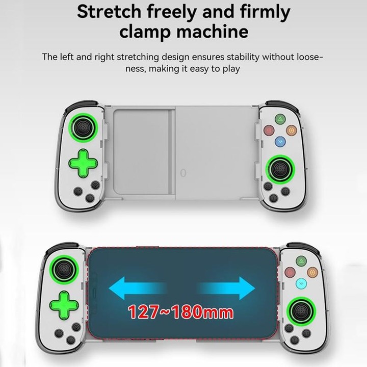 D7 BT5.0 Retractable Gamepad With Light For PC / Android / IPhone /Win7 10 11/Mac OS/Switch(Black)