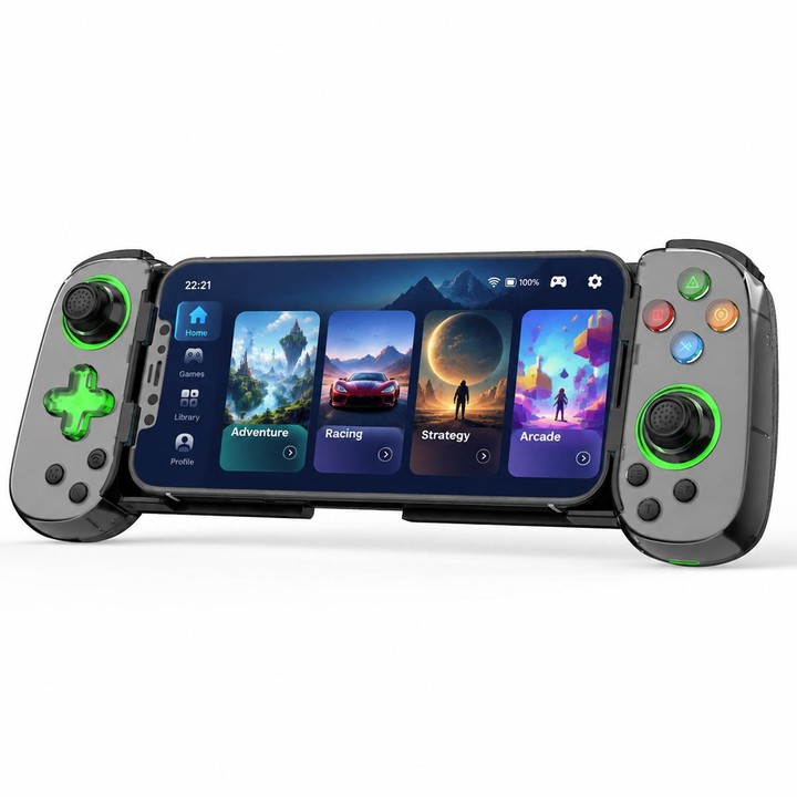 D7 BT5.0 Retractable Gamepad With Light For PC / Android / IPhone /Win7 10 11/Mac OS/Switch(White)