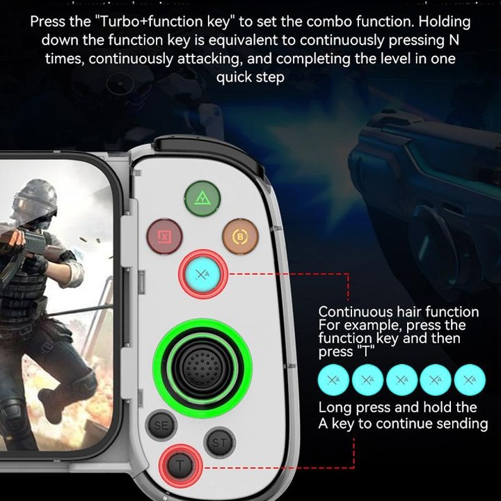 D7 BT5.0 Retractable Gamepad With Light For PC / Android / IPhone /Win7 10 11/Mac OS/Switch(White)