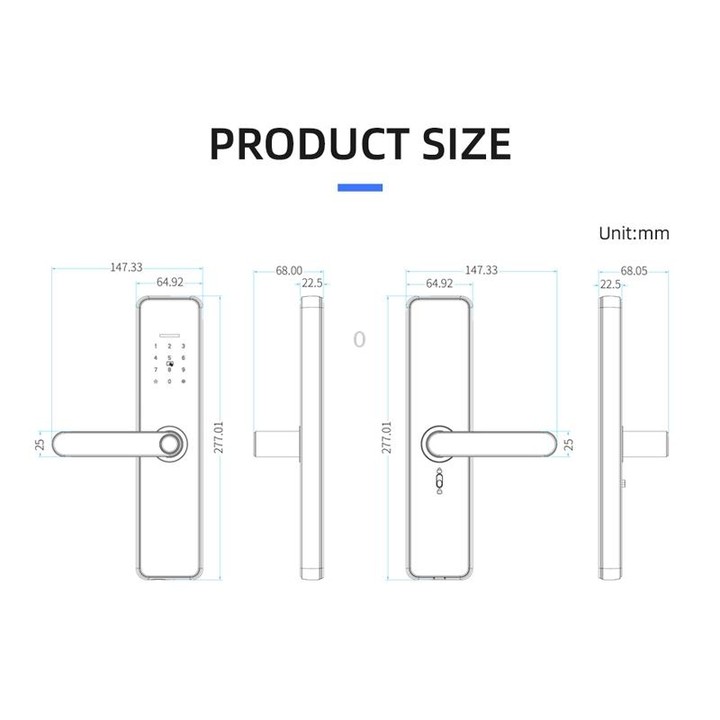 C91 Tuya Smart WiFi Password Fingerprint Electronic Door Lock(Black)