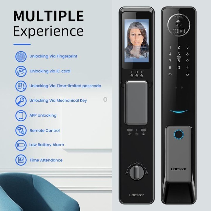 S61 Fully Automatic 3D Face Recognition Tuya Wifi Smart Fingerprint Lock Anti-theft Password Lock(Rose Gold)