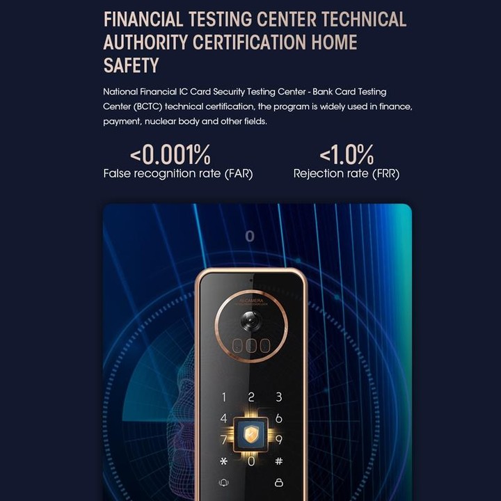 S61 Fully Automatic 3D Face Recognition Tuya Wifi Smart Fingerprint Lock Anti-theft Password Lock(Rose Gold)