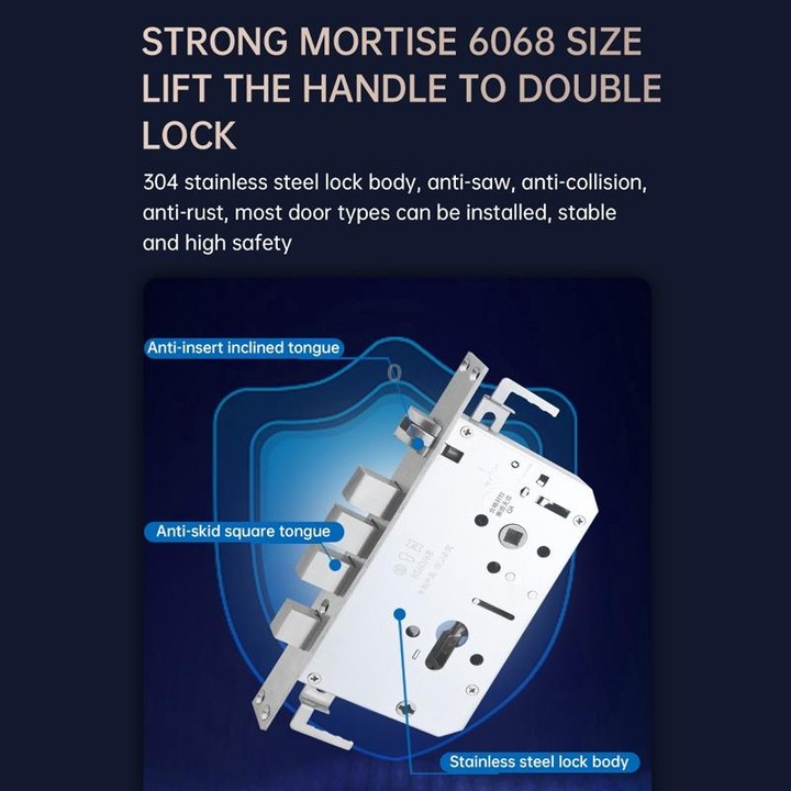 S61 Fully Automatic 3D Face Recognition Tuya Wifi Smart Fingerprint Lock Anti-theft Password Lock(Rose Gold)