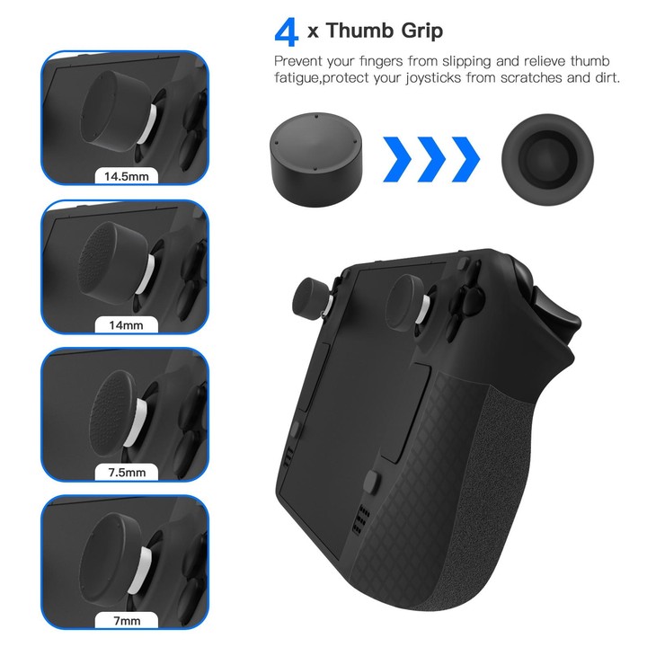 JYS JYS-SD011 For Steam Deck 7pcs/set Host Silicone Case With Joystick Cap+Touch Board Sticker Set(Red)