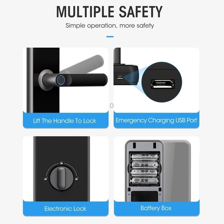 Wifi Fingerprint Lock Home Security Door Password Lock Supports APP Remote Unlocking(Rose Gold)