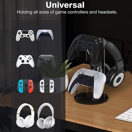 Acrylic Game Controller Display Stand Headphone Hanger(Black-Round Bottom)