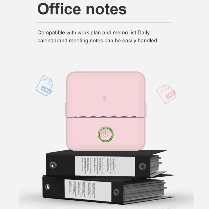 X6 200DPI Student Homework Printer Bluetooth Inkless Pocket Printer Pink 5 Printer Papers+5 Sickers+3 Color Papers