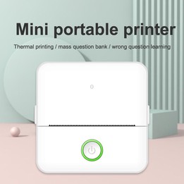 X6 200DPI Student Homework Printer Bluetooth Inkless Pocket Printer White 5 Printer Papers+5 Stickers + 3 Color Papers