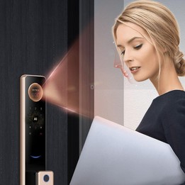 T100A 3D Face Recognition Fingerprint Code Card Digital Door Lock(Space Gray)