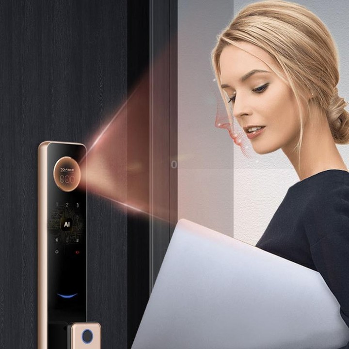 T100A 3D Face Recognition Fingerprint Code Card Digital Door Lock(Space Gray)