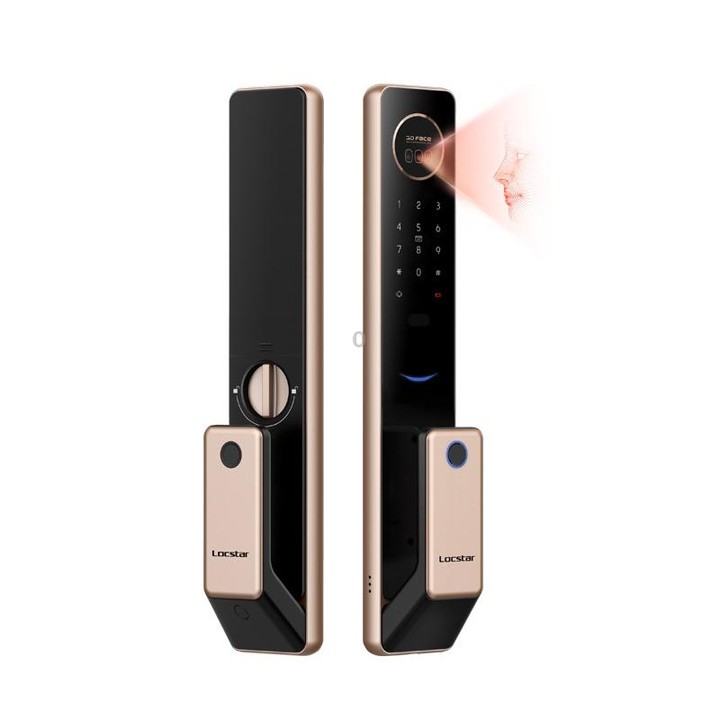 T100A 3D Face Recognition Fingerprint Code Card Digital Door Lock(Rose Gold)