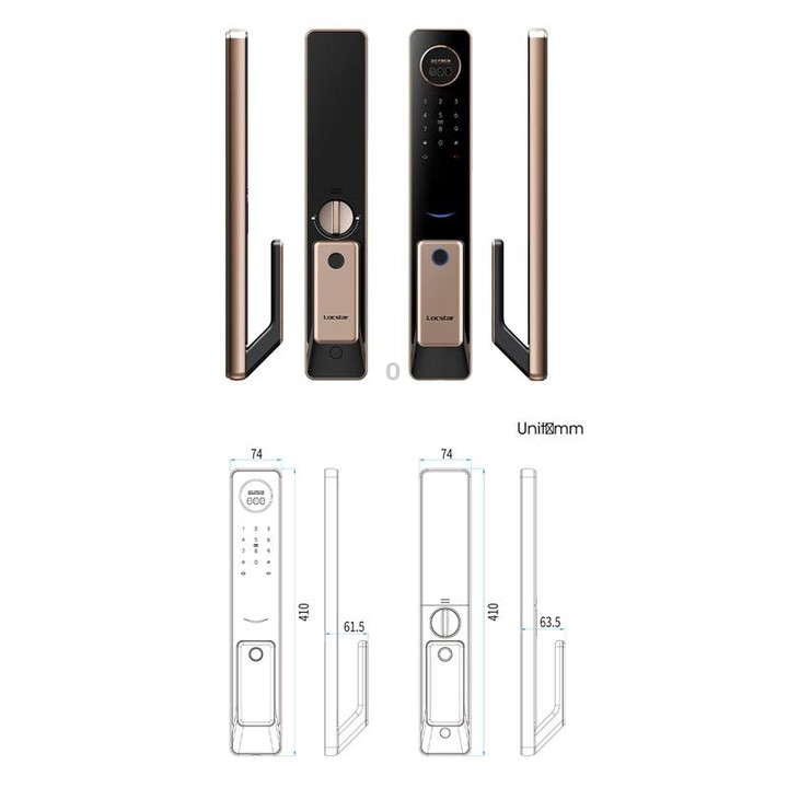 T100A 3D Face Recognition Fingerprint Code Card Digital Door Lock(Rose Gold)