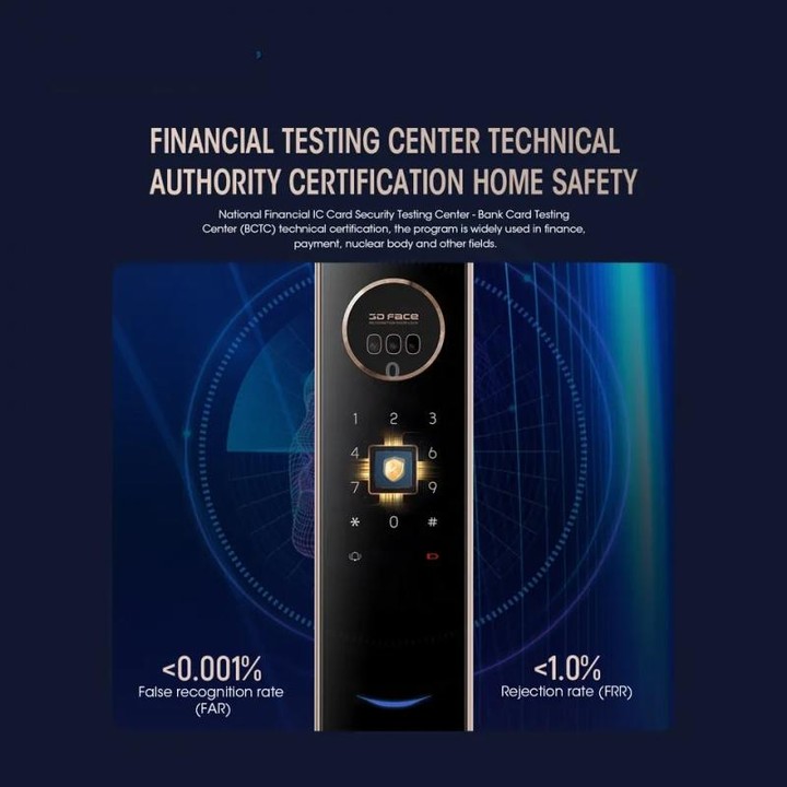 T100A 3D Face Recognition Fingerprint Code Card Digital Door Lock(Rose Gold)