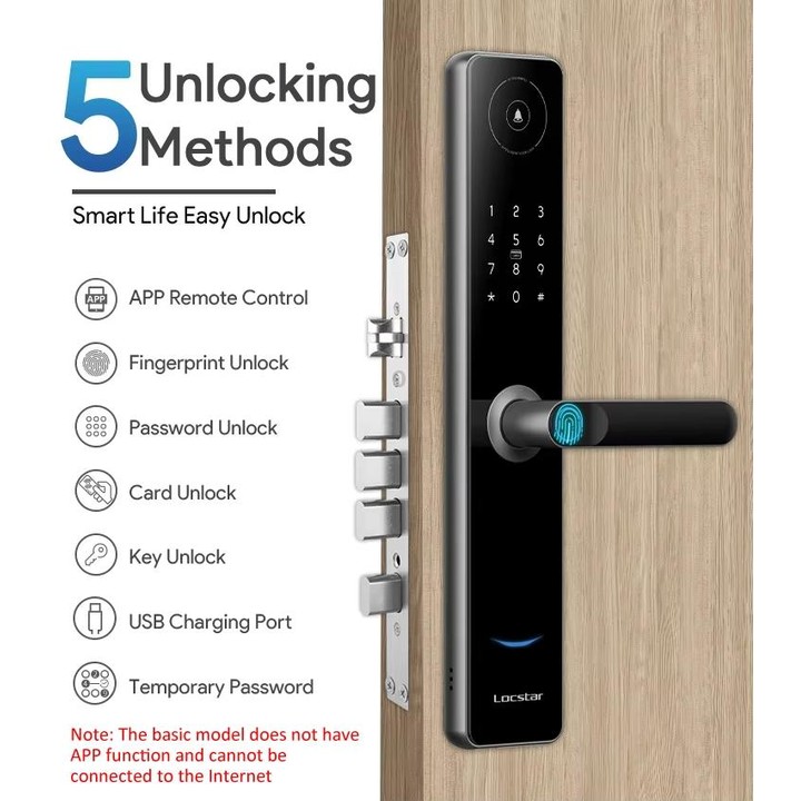 A60 Smart Fingerprint Password Door Lock With Doorbell, Spec: Basic Version Gold