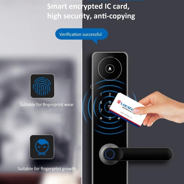 A60 Smart Fingerprint Password Door Lock With Doorbell, Spec: Tuya APP Version Gold