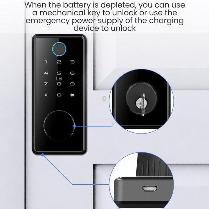 C87 Automatic Fingerprint Lock Entry Door Password Smart Lock(Black)