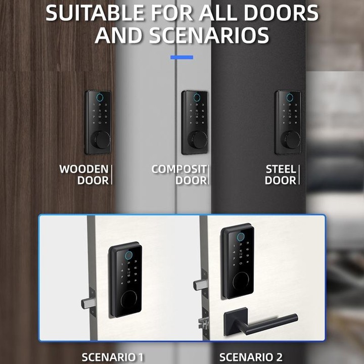 C87 Automatic Fingerprint Lock Entry Door Password Smart Lock(Black)