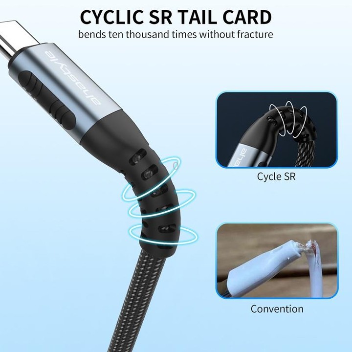 For Type-C Interface Devices AhaStyle Nylon Braided Dual Charging Cable, Power: 60W
