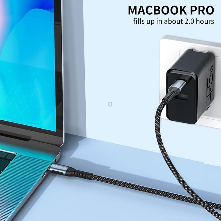 For Type-C Interface Devices AhaStyle Nylon Braided Dual Charging Cable, Power: 100W