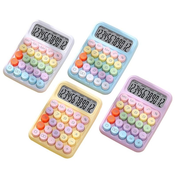 12-Bit Dopamine Flex Keyboard Calculator Candy Color Office Student Calculator(Lemon Yellow)