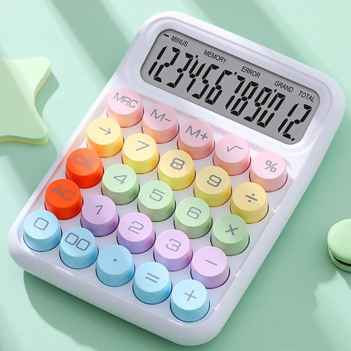 12-Bit Dopamine Flex Keyboard Calculator Candy Color Office Student Calculator(Moonlight White)