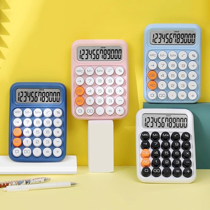 12-digit Mechanical Keyboard Calculator Office Student Exam Calculator Display(White Black)