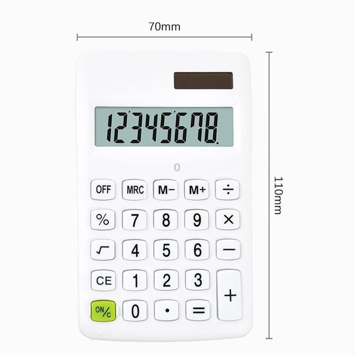 8-digit Candy Colored Solar Calculator Multifunctional Mini Student Electronic Calculator(Pure White)