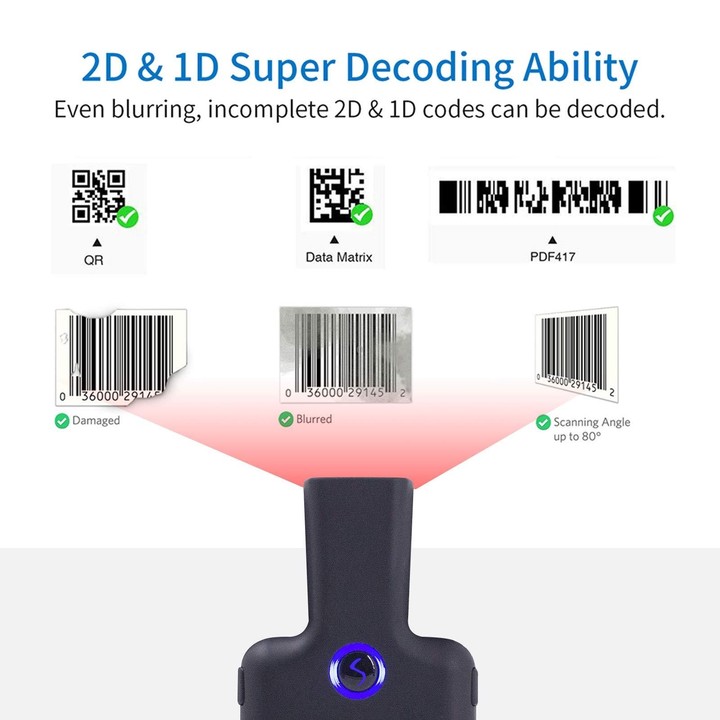 HC101D 2D Bluetooth Barcode Scanner Wireless Back Clip Phone Barcode Reader, Spec: Side