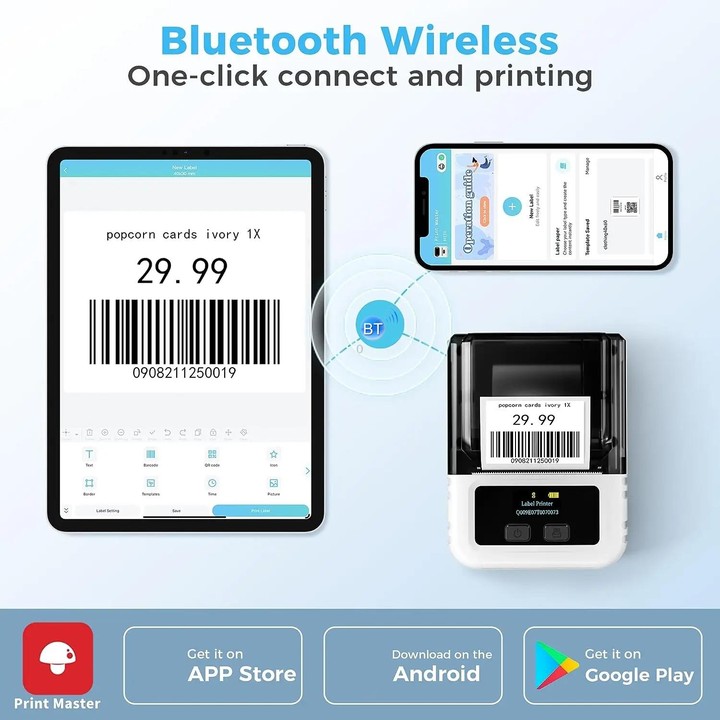 Phomemo M120 Label Maker Barcode Printer Bluetooth Thermal Label Machine(White)