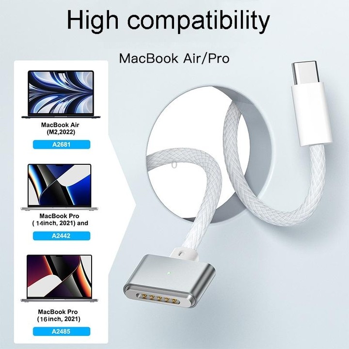 2m For Macbook Air/Pro Series Type-C To Magsafe 3 Braided Magnetic Cable(Midnight Blue)