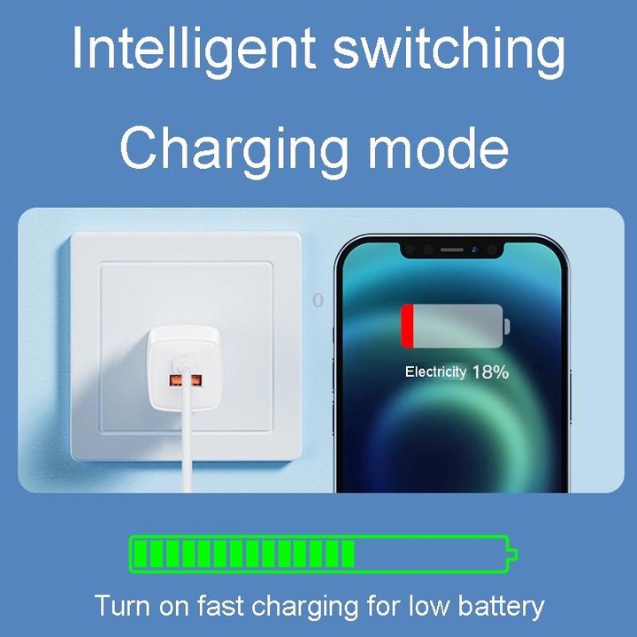 33W Portable Mini Cell Phone Charger Type-C+USB Dual-Port Fast Charger Charging Adapter, CN Plug