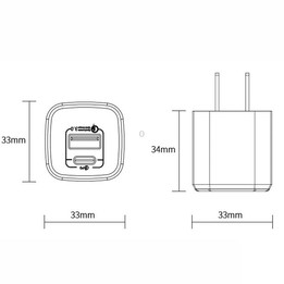 33W Portable Mini Cell Phone Charger Type-C+USB Dual-Port Fast Charger Charging Adapter, CN Plug