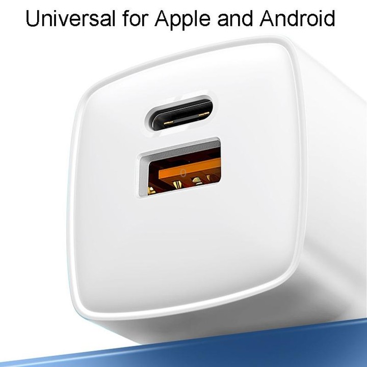 33W Portable Mini Cell Phone Charger Type-C+USB Dual-Port Fast Charger Charging Adapter, CN Plug