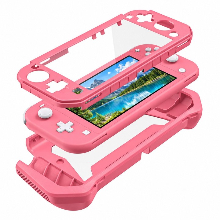 For Nintendo Switch Lite Full Cover Protective Shell TPU Console Case(Pink)