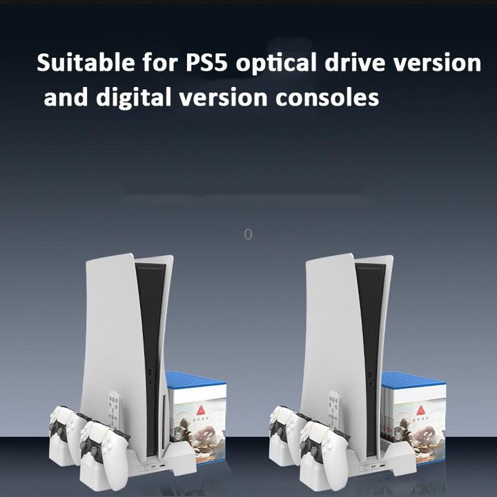 For PS5 iplay Dual-seat Charging and Cooling Base Bracket Storage Rack(White)