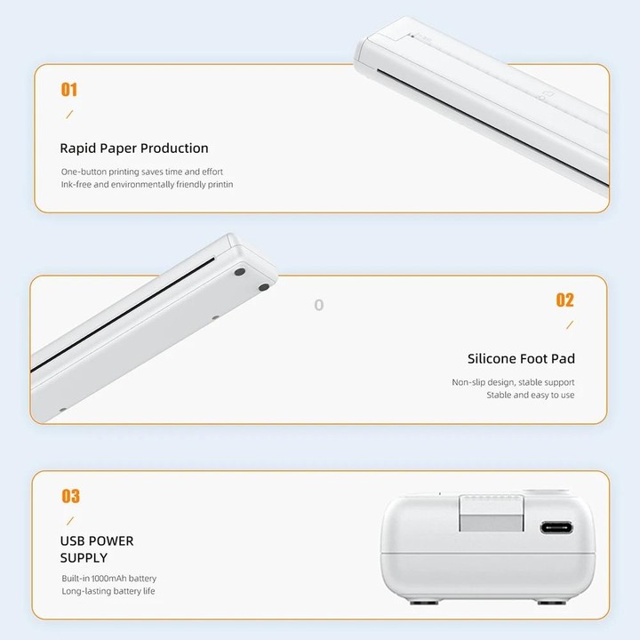 Small A4 Home Office Portable Inkless Printing Thermal Paper, Model: 200pcs Thermal Paper