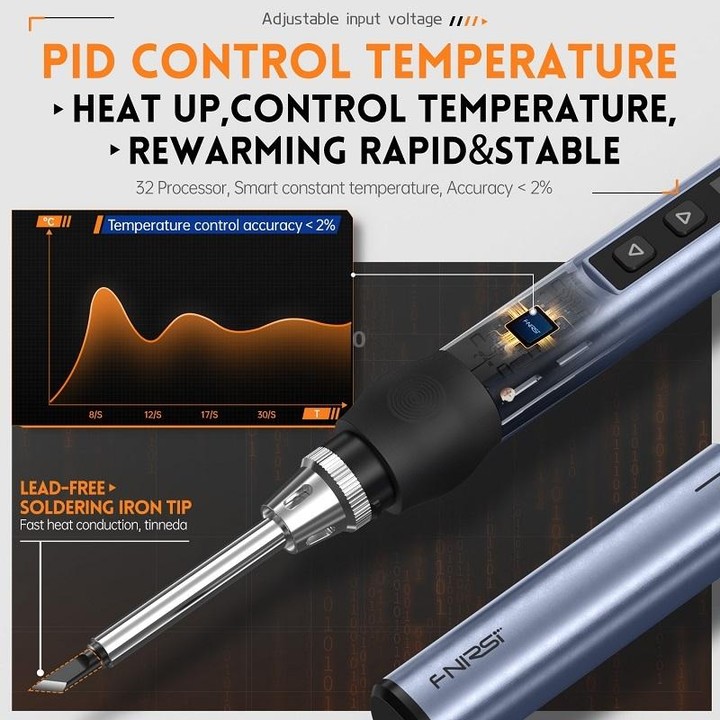 FNIRSI 4pcs/ Set Mini Soldering Station Digital Display Constant Temperature Smart Soldering Iron, Color: Blue Standard BC2