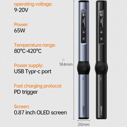 FNIRSI 9pcs/ Set Mini Soldering Station Digital Display Constant Temperature Smart Soldering Iron, Color: Blue Standard 6 Heads