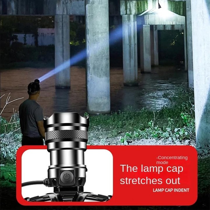 V103 P50 Outdoor Retractable Zoom Headlamp Waterproof Searchlight without Battery, Style: Sensor Model