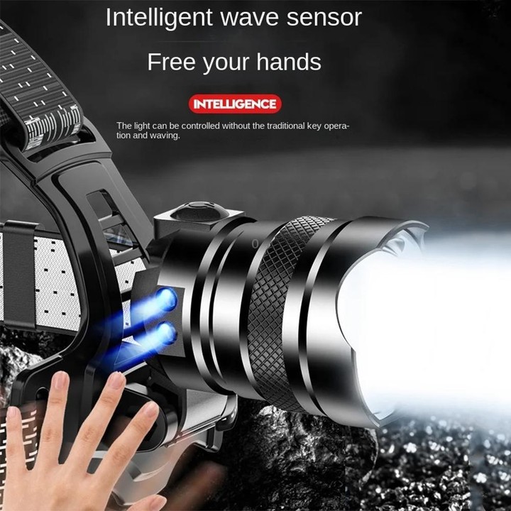 V103 P50 Outdoor Retractable Zoom Headlamp Waterproof Searchlight without Battery, Style: Sensor Model